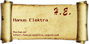 Hanus Elektra névjegykártya